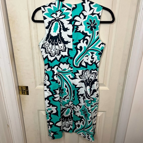 Banana Republic Milly Square Neckline Eden Rock Tropical Sheath Dress Size 2 - Picture 7 of 13